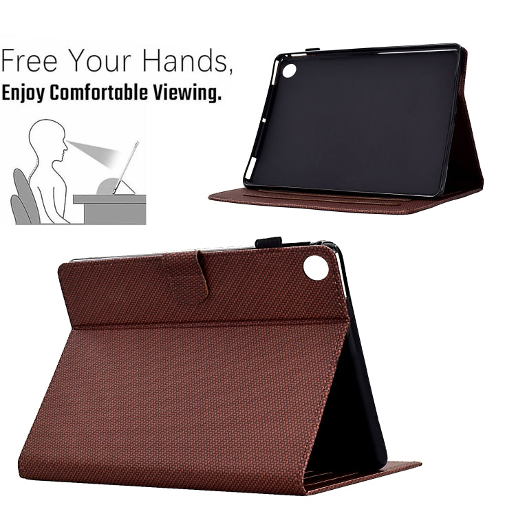For Samsung Galaxy Tab A8 10.5 2021 Solid Color Fiber Texture Smart Tablet Leather Case