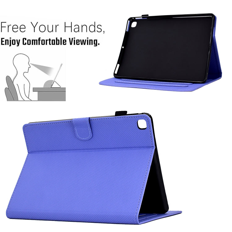 For Samsung Galaxy Tab S6 Lite Solid Color Fiber Texture Smart Tablet Leather Case