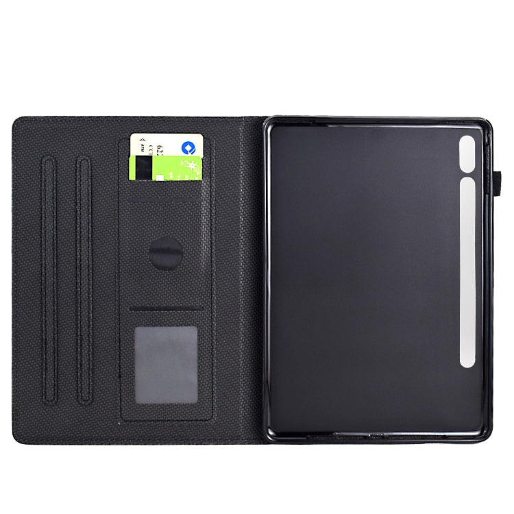 For Samsung Galaxy Tab S7 / S8 Solid Color Fiber Texture Smart Tablet Leather Case