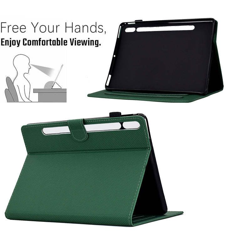 For Samsung Galaxy Tab S7 / S8 Solid Color Fiber Texture Smart Tablet Leather Case