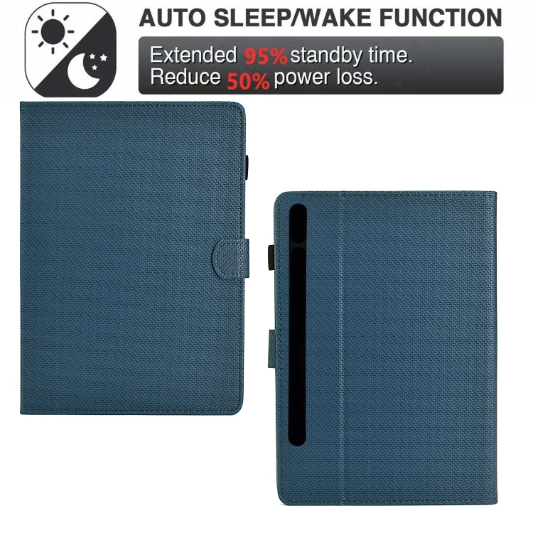For Samsung Galaxy Tab S7 / S8 Solid Color Fiber Texture Smart Tablet Leather Case