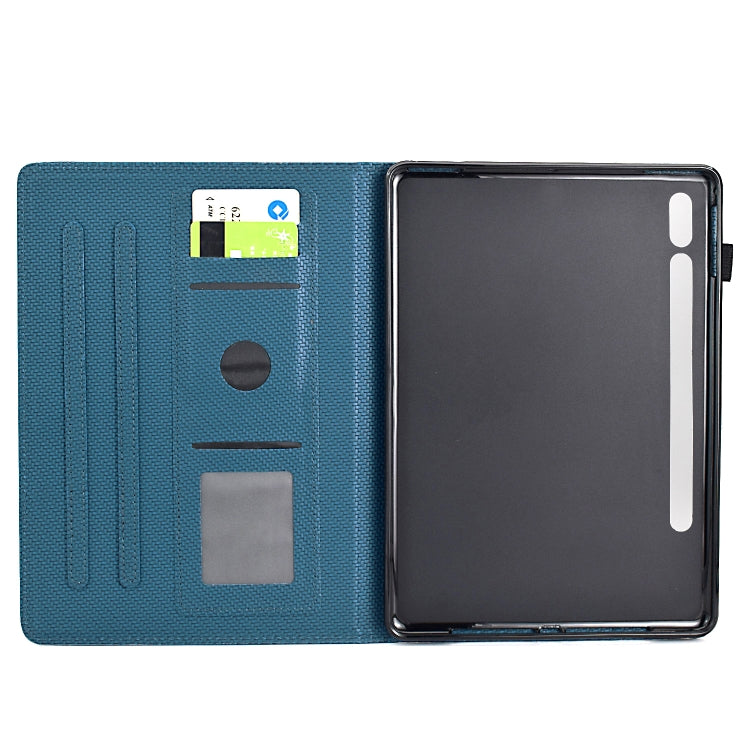 For Samsung Galaxy Tab S7 / S8 Solid Color Fiber Texture Smart Tablet Leather Case