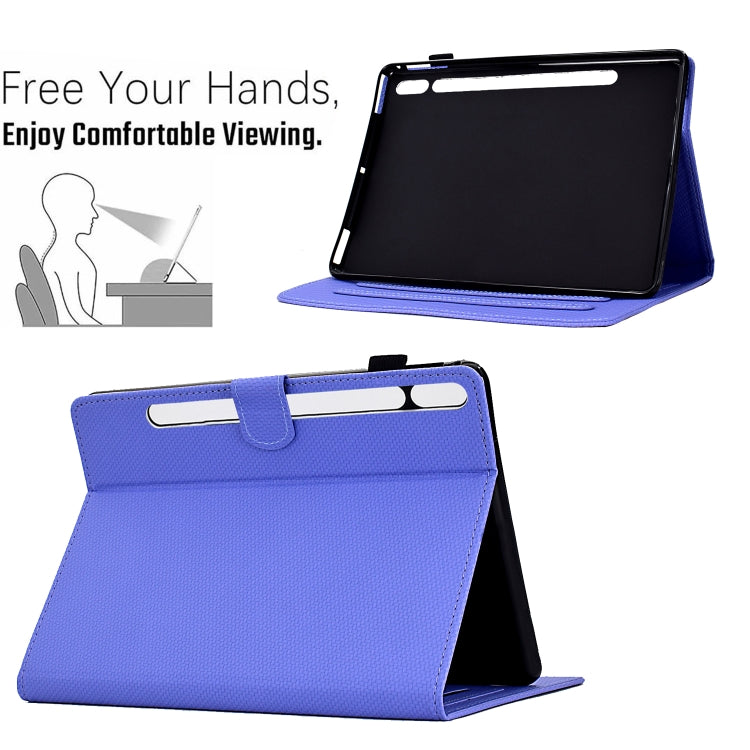 For Samsung Galaxy Tab S7 / S8 Solid Color Fiber Texture Smart Tablet Leather Case