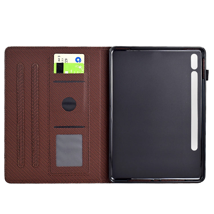 For Samsung Galaxy Tab S9 / S9 FE Solid Color Fiber Texture Smart Tablet Leather Case