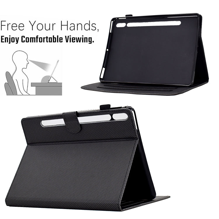 For Samsung Galaxy Tab S9 / S9 FE Solid Color Fiber Texture Smart Tablet Leather Case