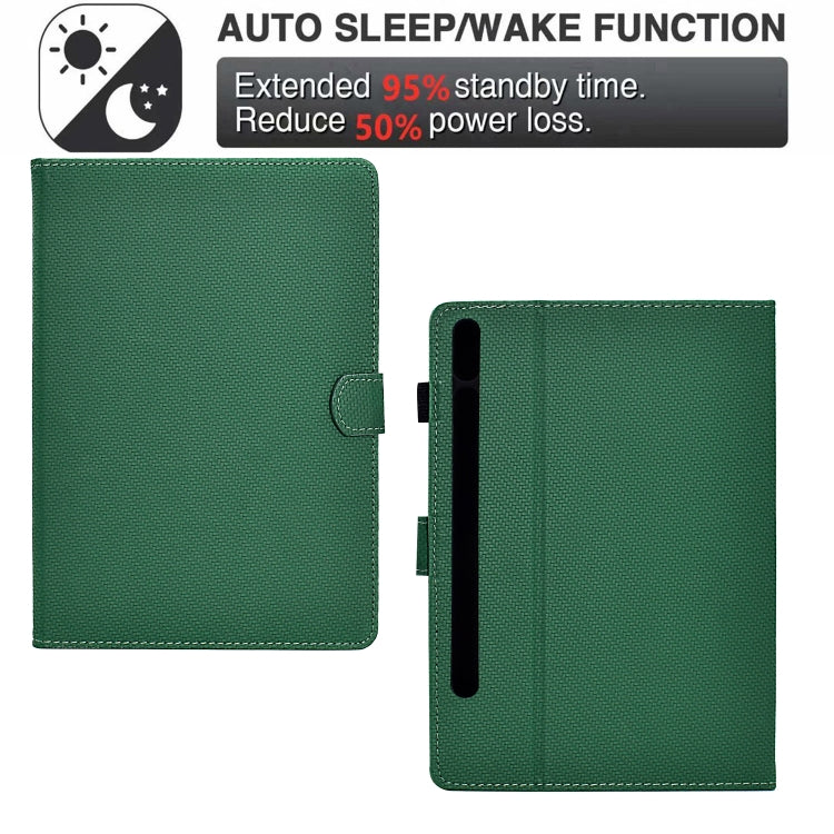 For Samsung Galaxy Tab S9 / S9 FE Solid Color Fiber Texture Smart Tablet Leather Case