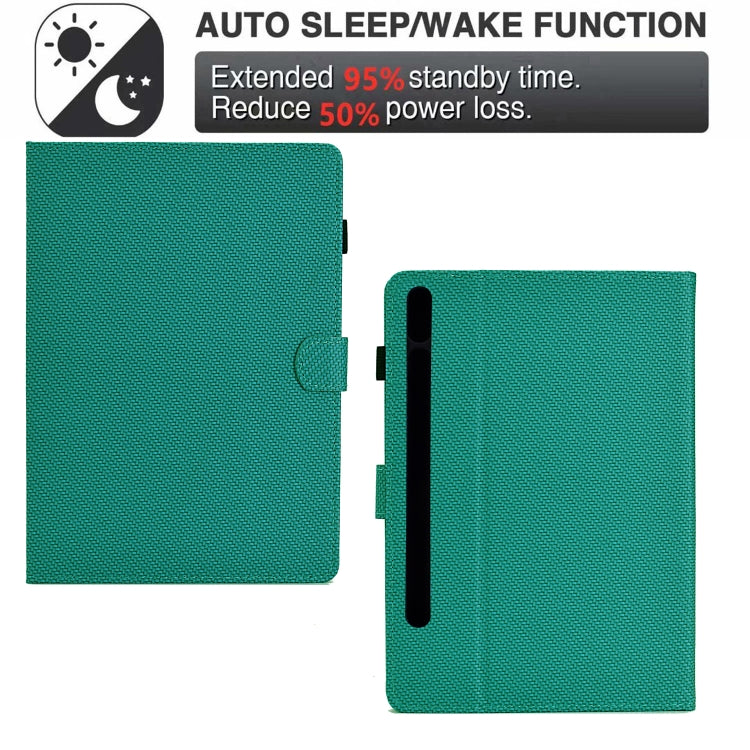 For Samsung Galaxy Tab S9 / S9 FE Solid Color Fiber Texture Smart Tablet Leather Case