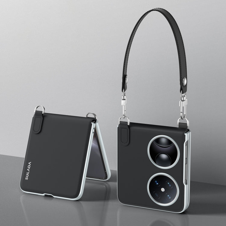 For Huawei Pocket 2 SULADA Skin Feel Liquid Leather Phone Case with Strap
