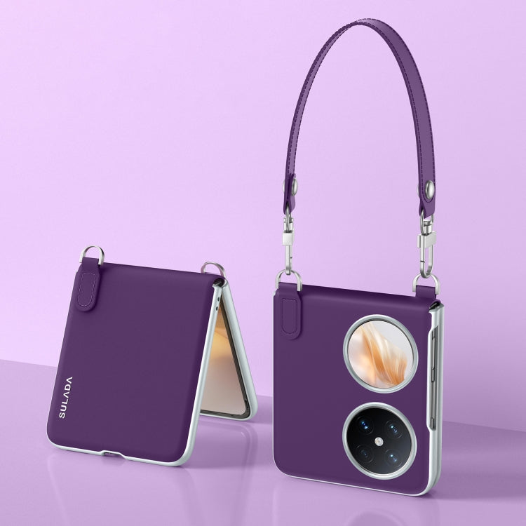 For Huawei Pocket 2 SULADA Skin Feel Liquid Leather Phone Case with Strap