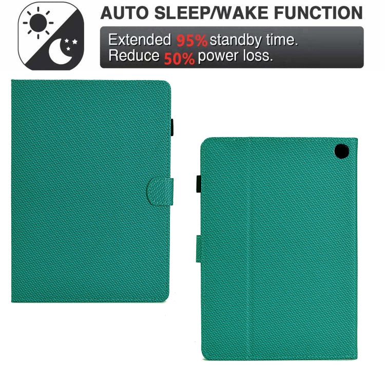 For Amazon Kindle Fire HD 10 2023 / 2021 Solid Color Fiber Texture Smart Tablet Leather Case
