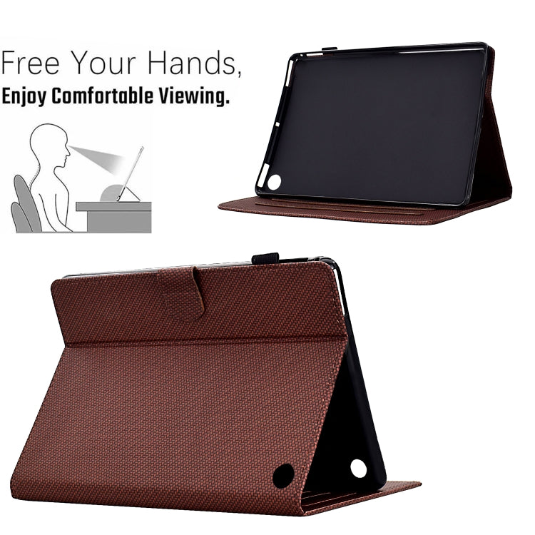 For Amazon Kindle Fire 7 2022 Solid Color Fiber Texture Smart Tablet Leather Case