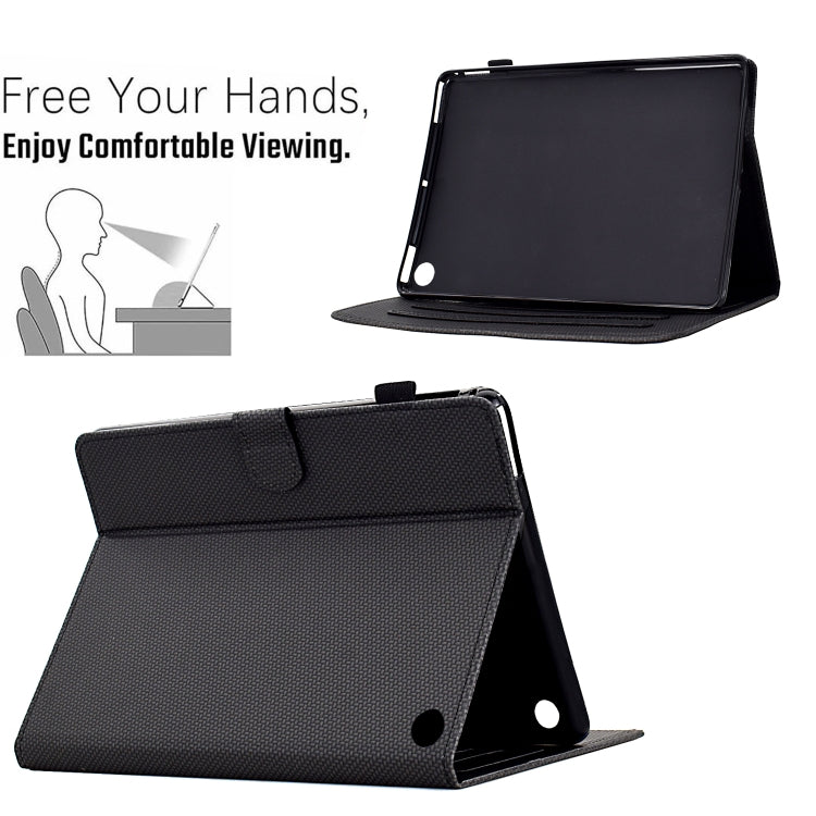 For Amazon Kindle Fire HD 8 Plus 2022 / 2020 Solid Color Fiber Texture Smart Tablet Leather Case