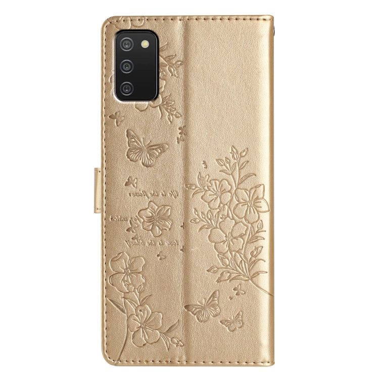 For Samsung Galaxy A02s Butterflies and Flowers Leather Phone Case