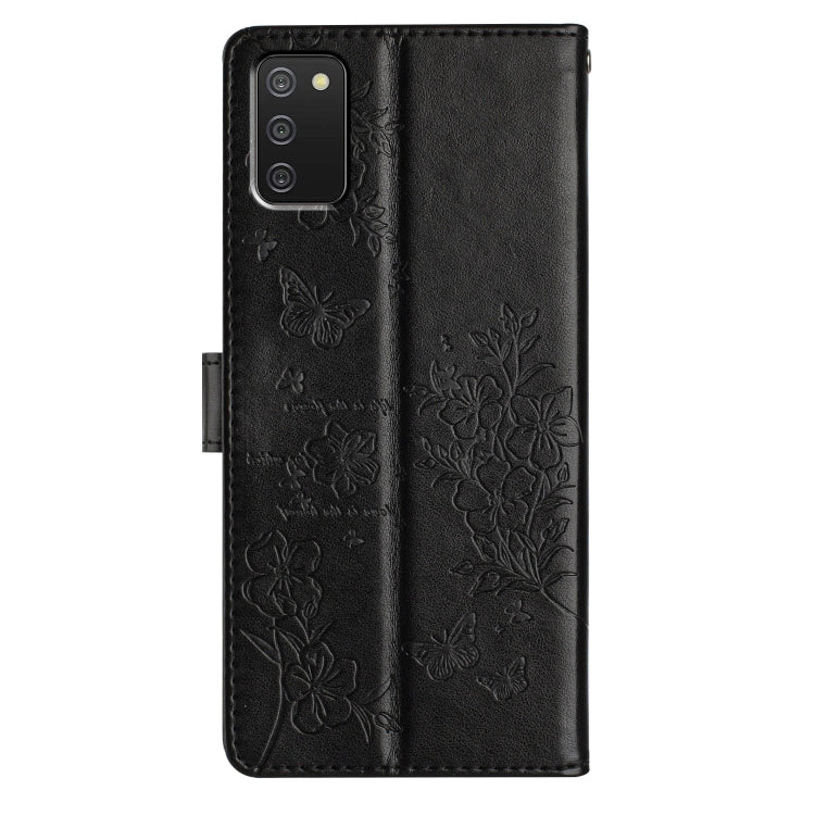 For Samsung Galaxy A02s Butterflies and Flowers Leather Phone Case
