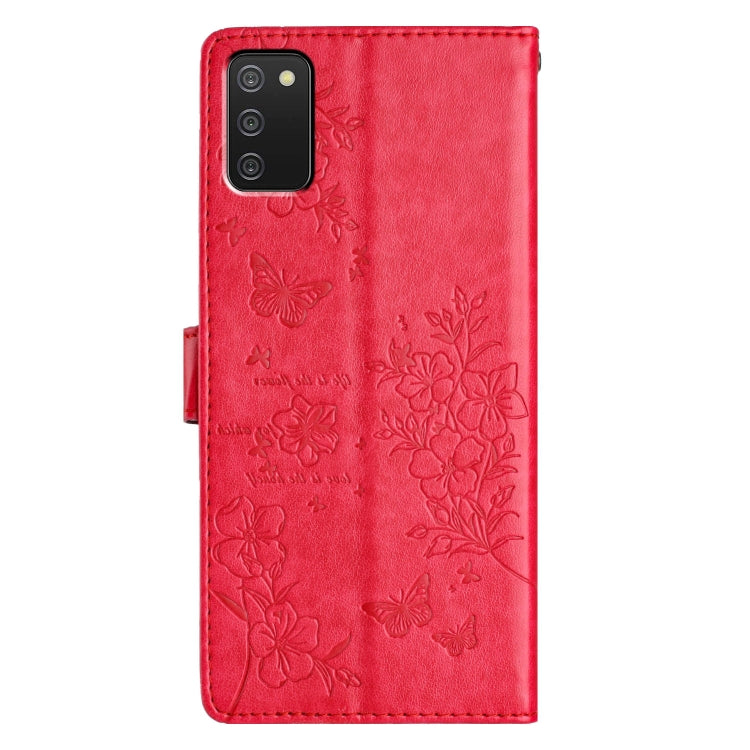 For Samsung Galaxy A02s Butterflies and Flowers Leather Phone Case