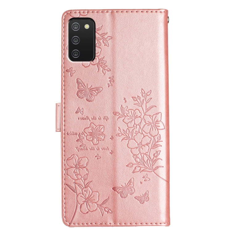 For Samsung Galaxy A02s EU Version Butterflies and Flowers Leather Phone Case