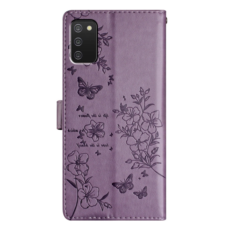 For Samsung Galaxy A02s EU Version Butterflies and Flowers Leather Phone Case