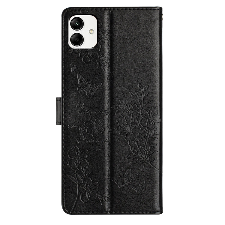 For Samsung Galaxy A04 Butterflies and Flowers Leather Phone Case