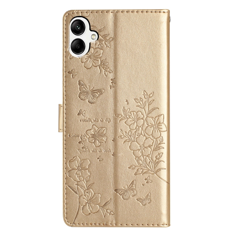 For Samsung Galaxy A05 Butterflies and Flowers Leather Phone Case