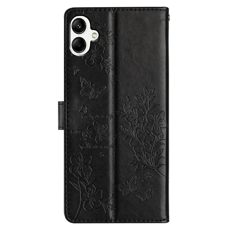 For Samsung Galaxy A05 Butterflies and Flowers Leather Phone Case