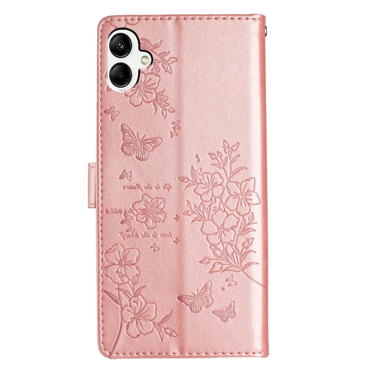 For Samsung Galaxy A05 Butterflies and Flowers Leather Phone Case