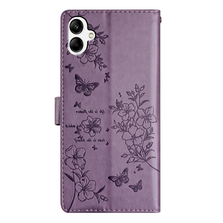For Samsung Galaxy A05 Butterflies and Flowers Leather Phone Case