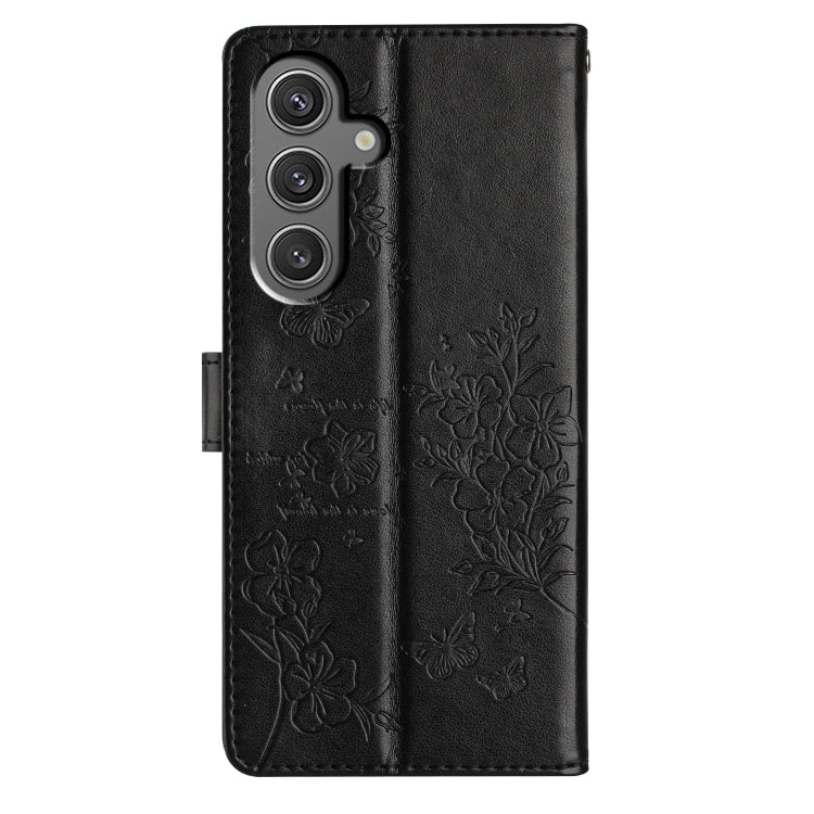 For Samsung Galaxy A05s Butterflies and Flowers Leather Phone Case