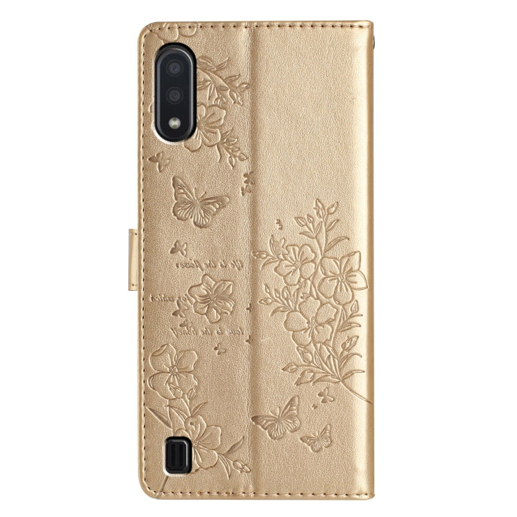 For Samsung Galaxy A10 / M10 Butterflies and Flowers Leather Phone Case