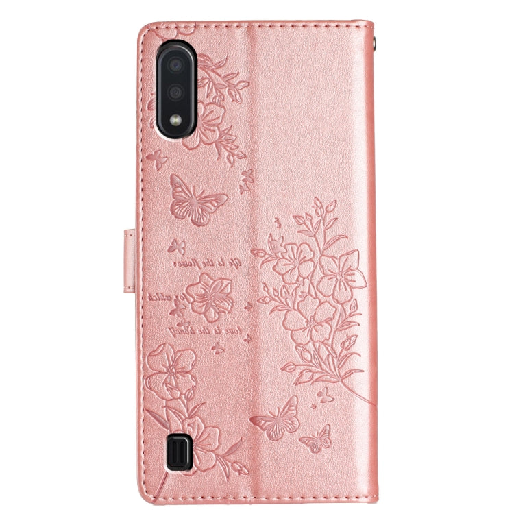 For Samsung Galaxy A10 / M10 Butterflies and Flowers Leather Phone Case