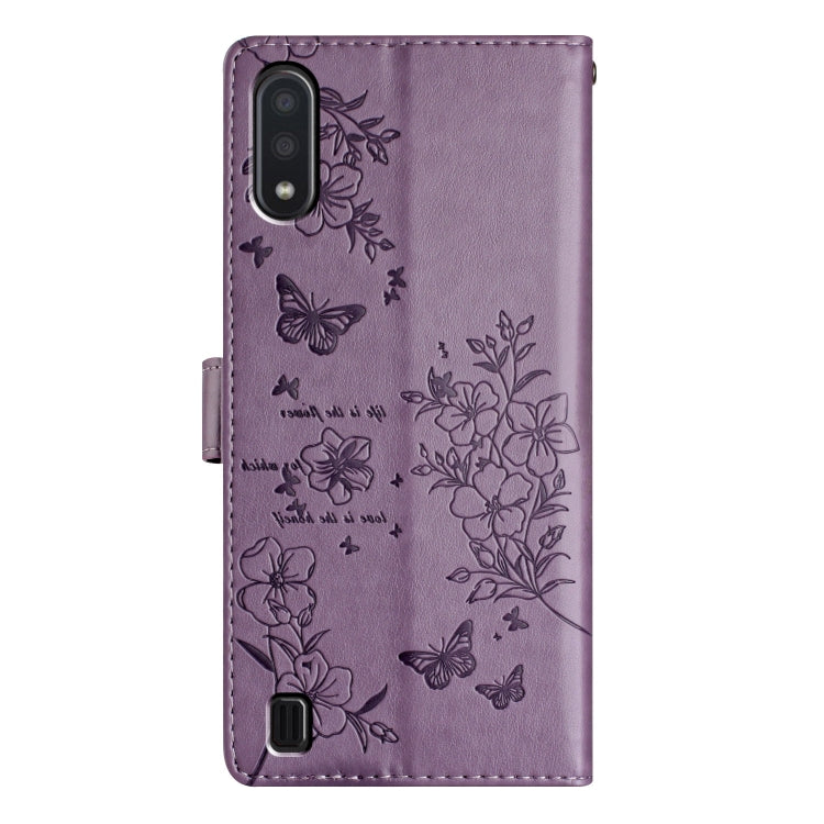For Samsung Galaxy A10 / M10 Butterflies and Flowers Leather Phone Case