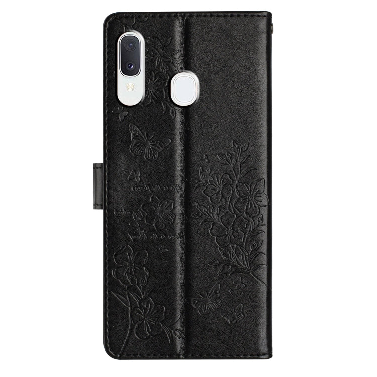 For Samsung Galaxy A20e Butterflies and Flowers Leather Phone Case