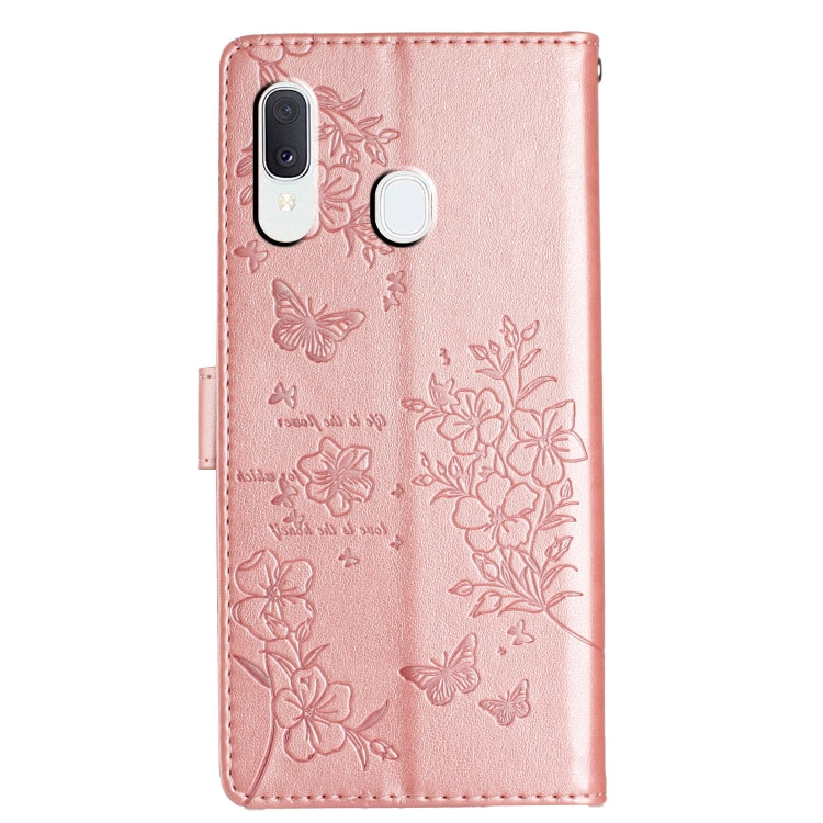 For Samsung Galaxy A20e Butterflies and Flowers Leather Phone Case