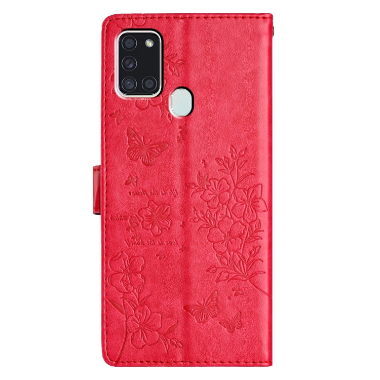 For Samsung Galaxy A21s Butterflies and Flowers Leather Phone Case