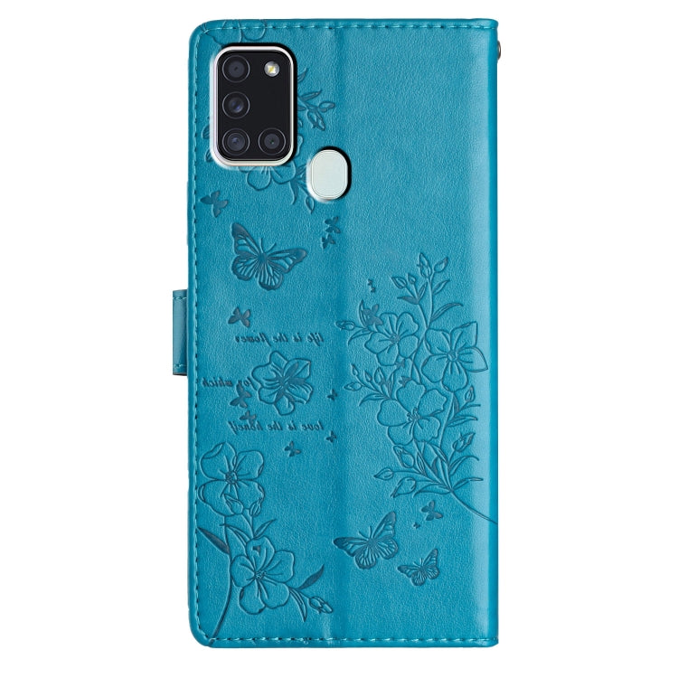 For Samsung Galaxy A21s Butterflies and Flowers Leather Phone Case