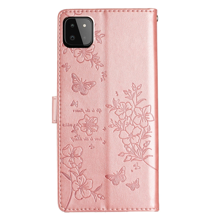 For Samsung Galaxy A22 5G Butterflies and Flowers Leather Phone Case