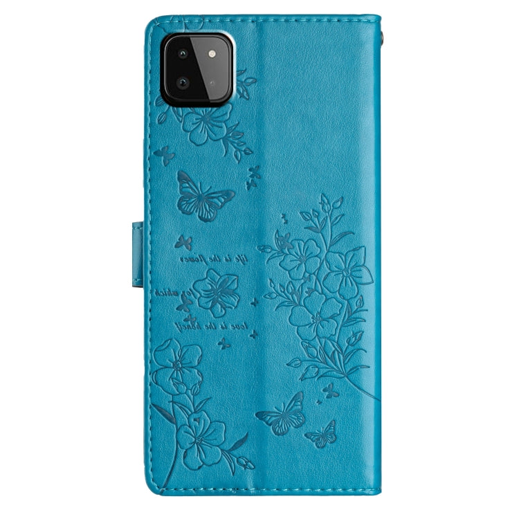 For Samsung Galaxy A22 5G Butterflies and Flowers Leather Phone Case