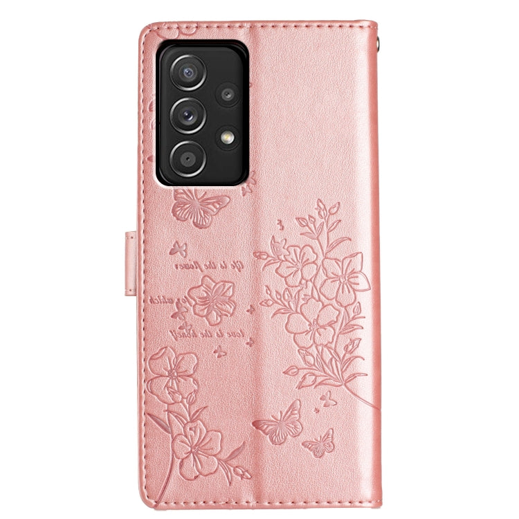 For Samsung Galaxy A52 5G Butterflies and Flowers Leather Phone Case