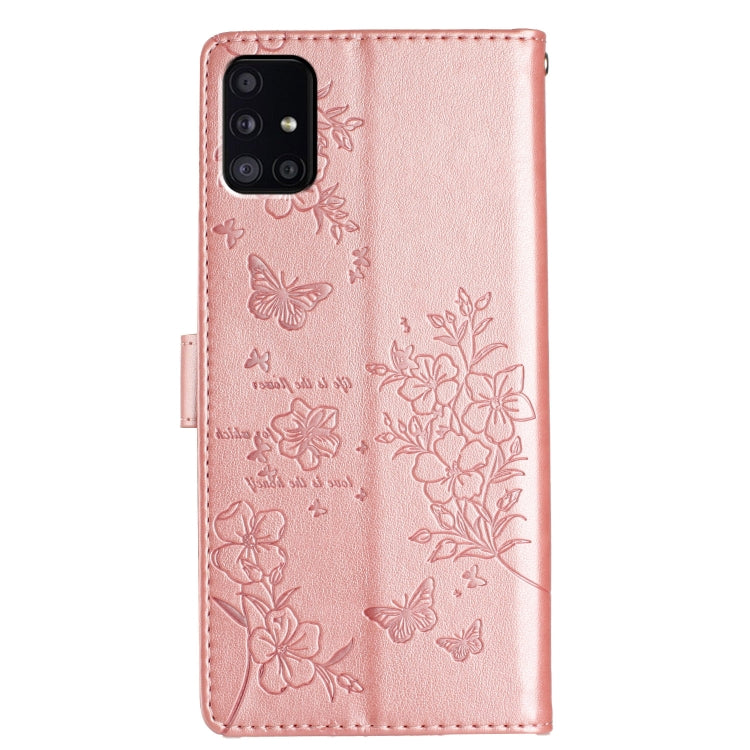 For Samsung Galaxy A71 4G Butterflies and Flowers Leather Phone Case