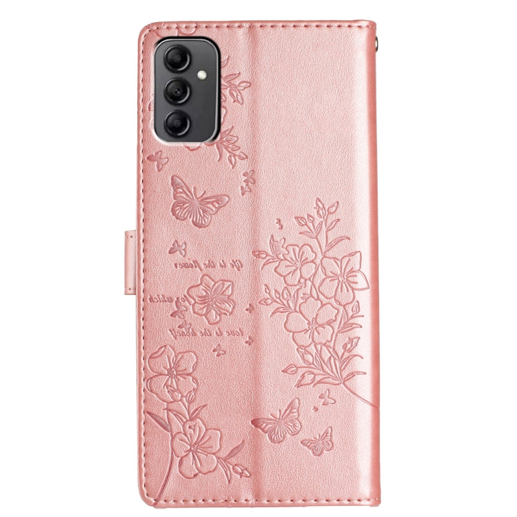 For Samsung Galaxy M23 Butterflies and Flowers Leather Phone Case