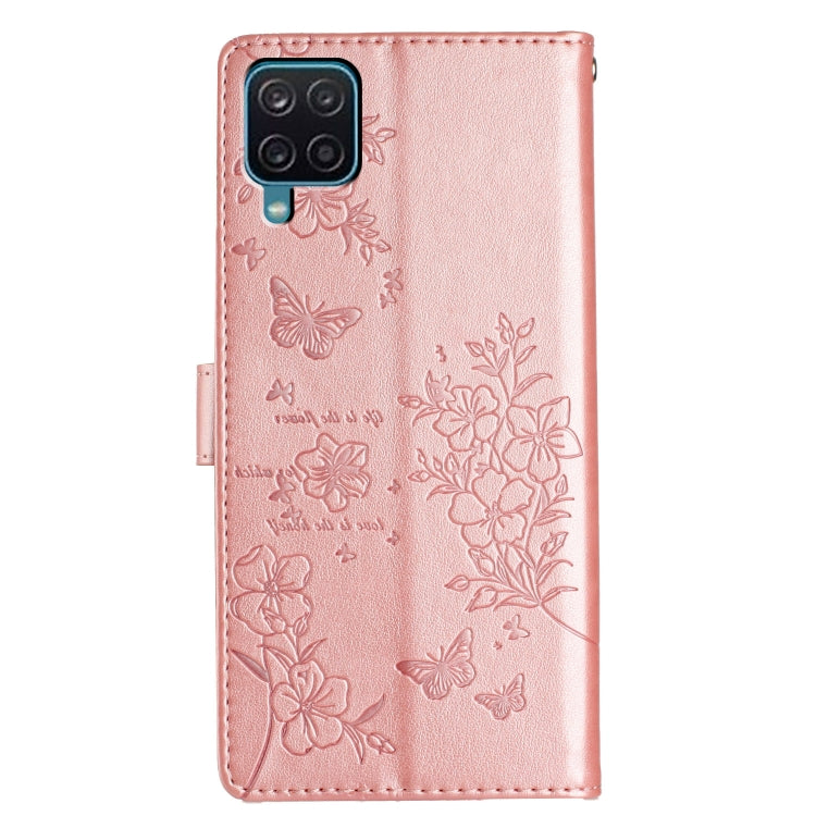 For Samsung Galaxy M33 Butterflies and Flowers Leather Phone Case