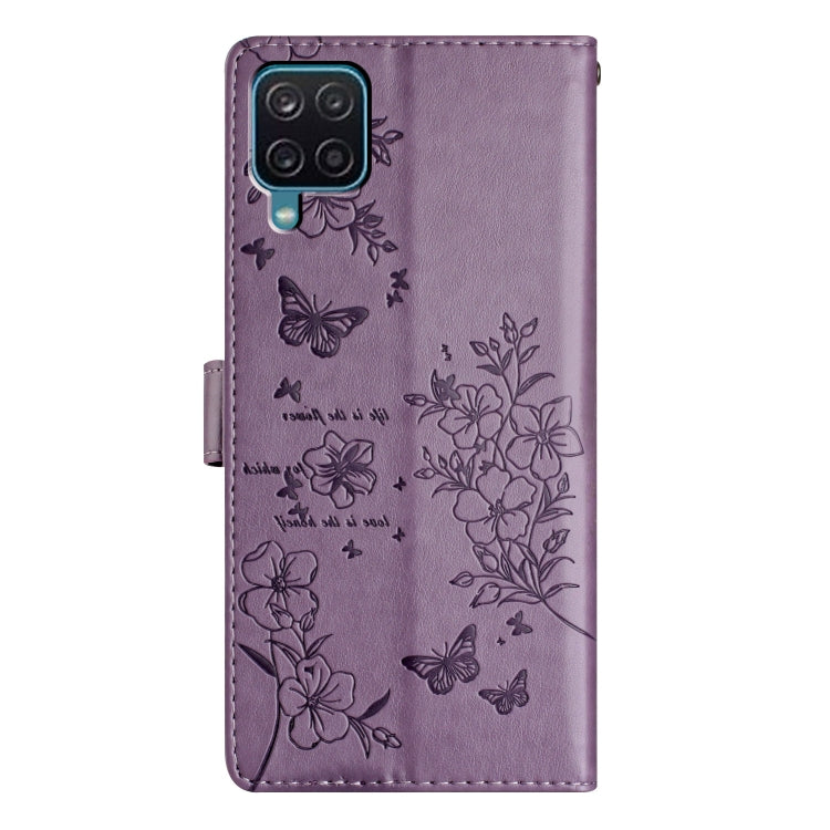 For Samsung Galaxy M33 Butterflies and Flowers Leather Phone Case