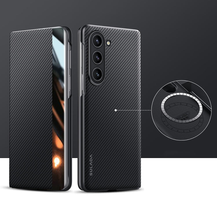 For Samsung Galaxy Z Fold6 SULADA Kevlar 600D Texture Smart Window Leather Phone Case