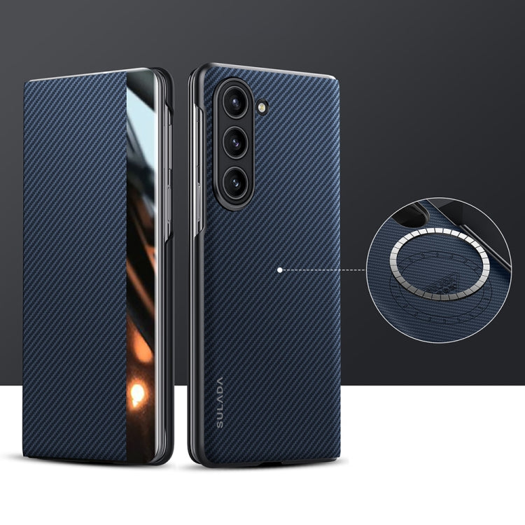 For Samsung Galaxy Z Fold6 SULADA Kevlar 600D Texture Smart Window Leather Phone Case