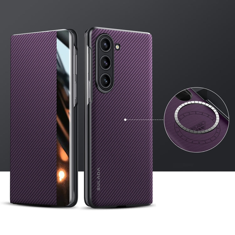 For Samsung Galaxy Z Fold6 SULADA Kevlar 600D Texture Smart Window Leather Phone Case