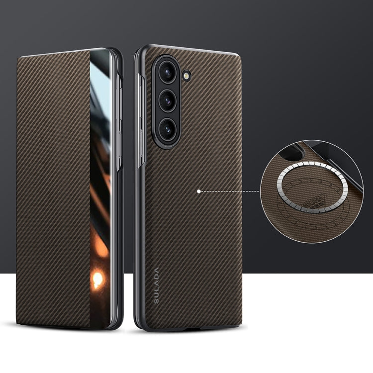 For Samsung Galaxy Z Fold6 SULADA Kevlar 600D Texture Smart Window Leather Phone Case
