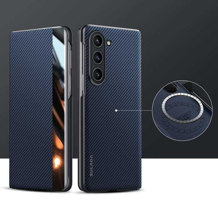 For Samsung Galaxy Z Fold5 SULADA Kevlar 600D Texture Smart Window Leather Phone Case