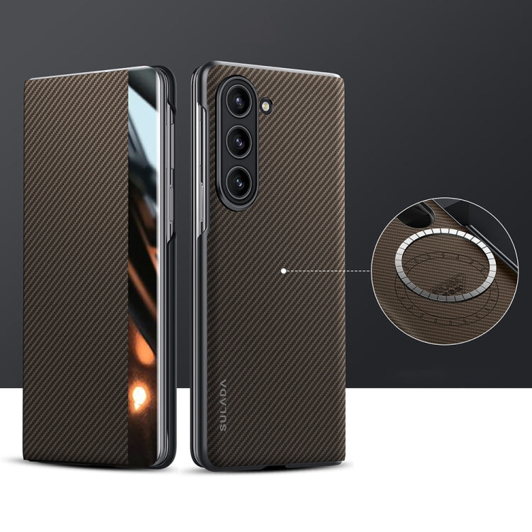 For Samsung Galaxy Z Fold5 SULADA Kevlar 600D Texture Smart Window Leather Phone Case