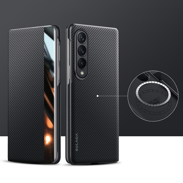 For Samsung Galaxy Z Fold4 SULADA Kevlar 600D Texture Smart Window Leather Phone Case