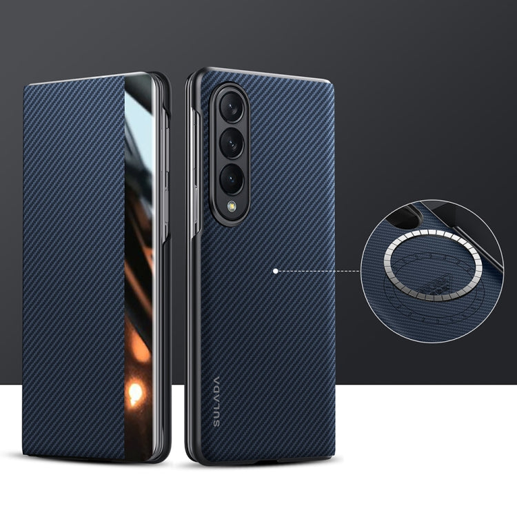 For Samsung Galaxy Z Fold4 SULADA Kevlar 600D Texture Smart Window Leather Phone Case