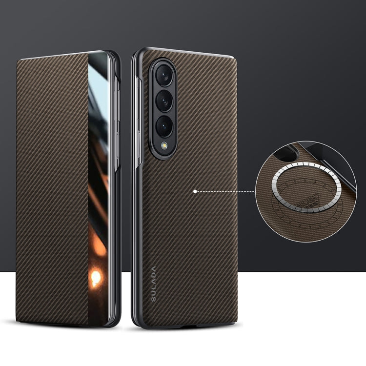 For Samsung Galaxy Z Fold4 SULADA Kevlar 600D Texture Smart Window Leather Phone Case